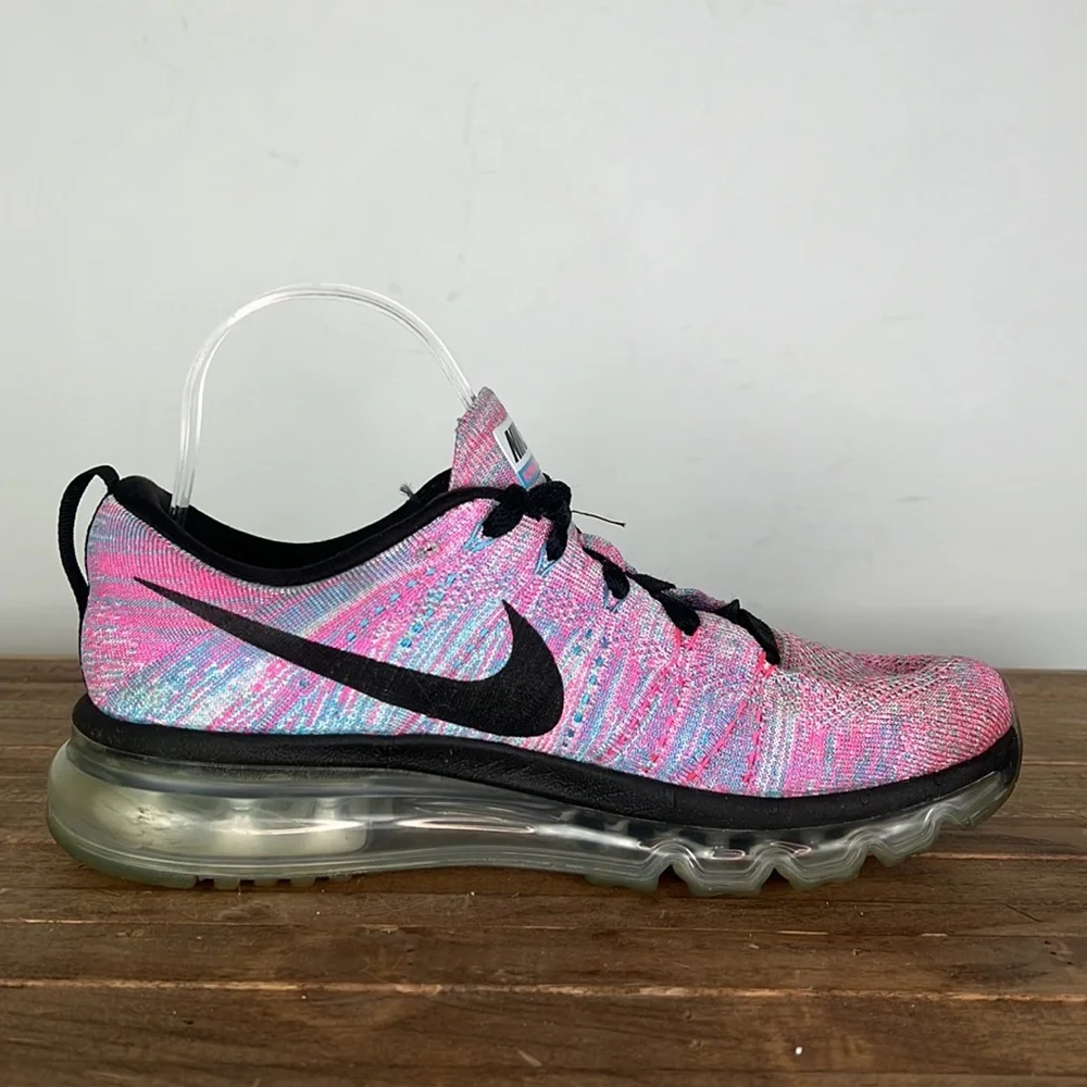 NIKE pink black and blue flyknit max running sneakers us women’s size 8_2